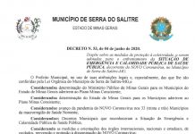 Serra do Salitre – Número de casos confirmados salta para 60 e município DECRETA que a partir desta sexta-feira (05) funcionará somente os serviços essenciais.