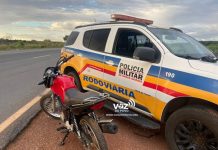 Menor de 17 anos é conduzido por dirigir embriagado e sem placa em motocicleta na Br-146 em Serra do Salitre.